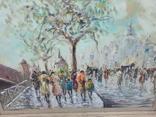 Fine Vintage Mid Century Impressionist Oil/Canvas Painting Street Scene Paris? - Picture 3 of 5