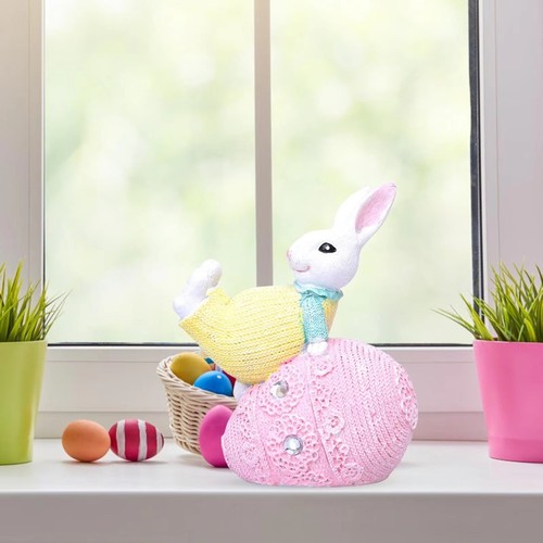 Spring Easter Bunny Figurine Cute Animal Sculpture Patio Bedroom Balcony - Picture 12 of 18
