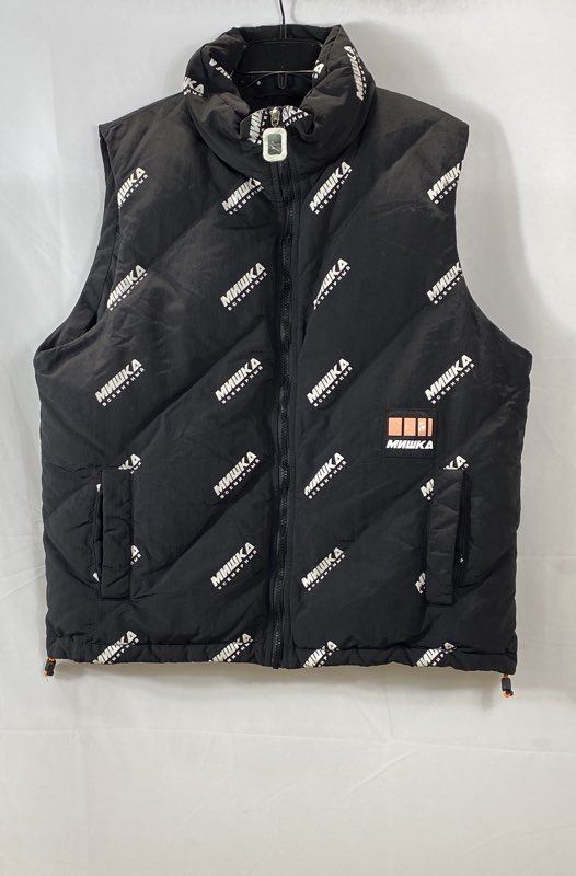 Mishka Men's Keep Watch All Over Print Puffer Duck Down Vest Black Sz XL