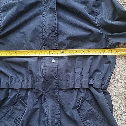 Old Navy Jacket Womens Medium Blue Cotton Blend Hoodied Lined Full Zip Snap - Picture 9 of 15