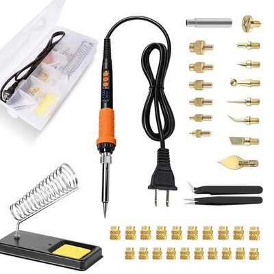 90W Digital Soldering Iron Heat Set Insert Tool Threaded Brass Nuts Kit