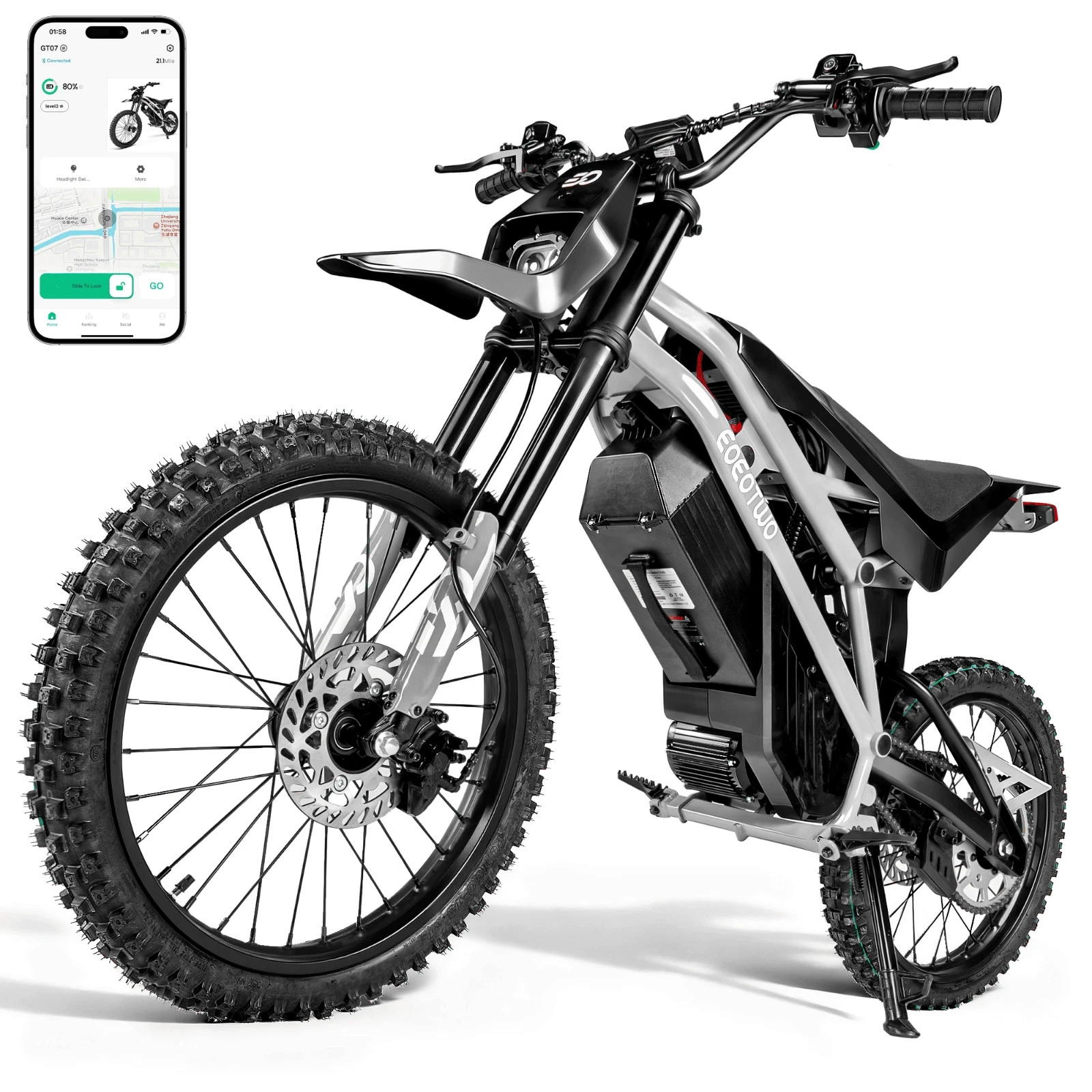Electric Dirt Bike Adults,4000W Mid-Drive Peak Motor 45MPH Electric Motorcycle