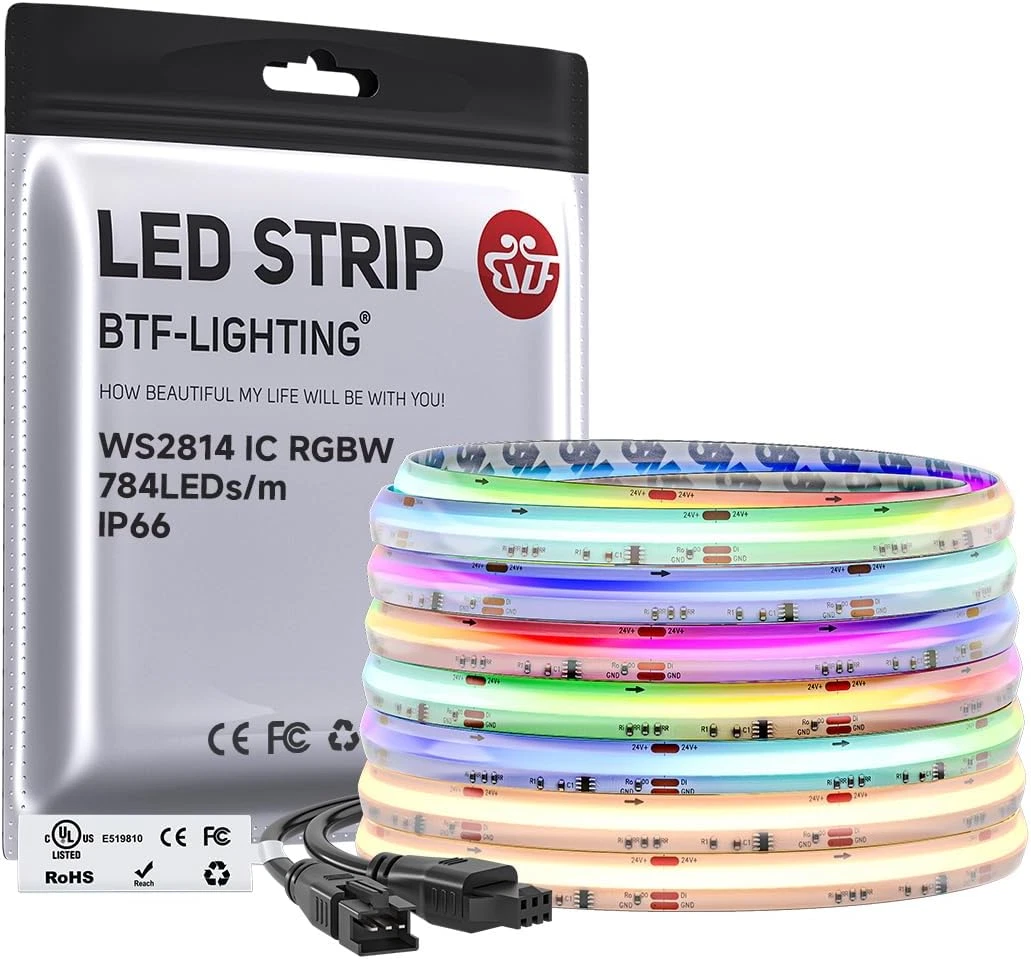 IP66 RGBW COB LED Strip Light 24FT 784Leds/M for Home Party Decor