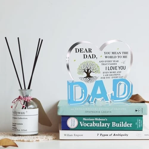 Fathers Day Dad Gifts, Gifts for Dad - Acrylic Heart Plaque Dad Gifts 3.9 ×