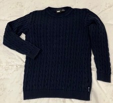 DKNY - Navy Blue 100 Cotton Cable Knit Sweater - Women's - Sz L