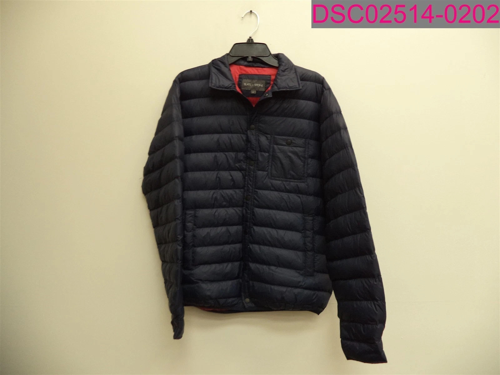 SLATE & STONE Men's Quilted Down Jacket Navy Blue medium