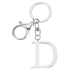 Initial Letter Key Chain Letter A-Z Keychain Initials Keyring, Silver D