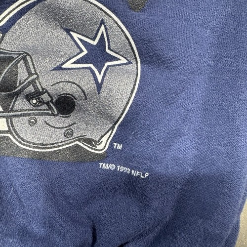 Vintage Dallas Cowboys Big Graphic Navy Youth Small Hoodie 90s Deadstock AOP NFL - Picture 4 of 12
