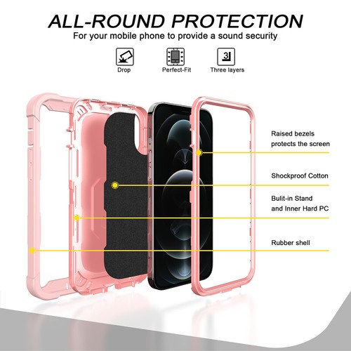 Case For iPhone 12 11 ProMax XS XR X 8 7 6Plus Heavy Duty Shockproof Stand Cover - Picture 71 of 82