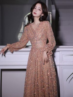 Long Sleeve Evening Dresses Floor-Length Sparkly Women Formal Gowns | eBay Long Sleeve Evening Dresses Floor-Length Sparkly Women Formal Gowns | eBay