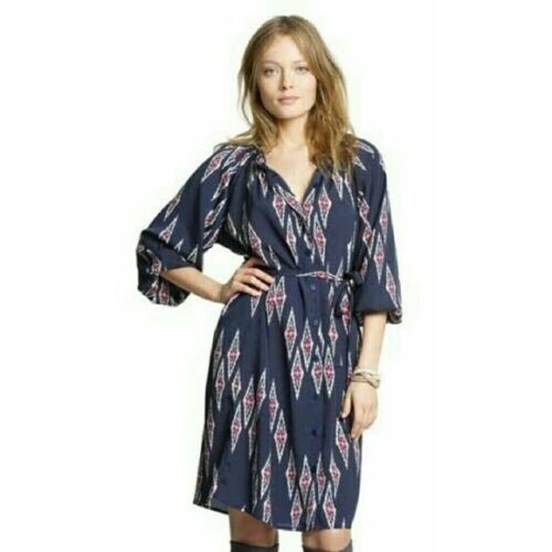 Tucker For Target Shirt Dress XS Button Up Balloon Sleeve Navy Blue EUC B9 - Picture 6 of 6