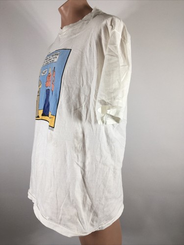 Vintage 1995 Broadside By Bacon Cartoon White Shirt Single Stitch Sailing Navy - Picture 4 of 7