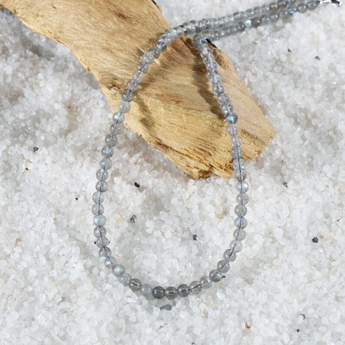 Natural Flashy Labradorite Smooth Round Gemstone Beads Women Choker Necklace 18" - Picture 4 of 10