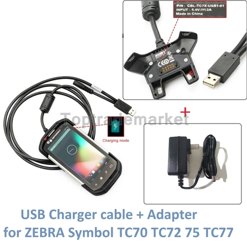 USB Charger Cable for Zebra Motorola TC70X TC70 TC75 TC72 TC77 CBL-TC7X-USB1-01