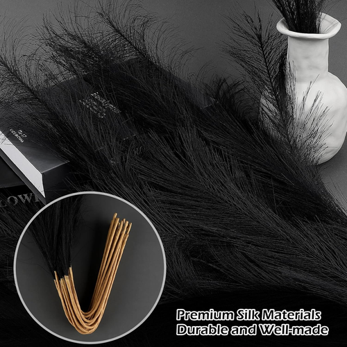 30 Pcs Pampas Grass Black Decor 21.7" Fluffy Faux Short Pampas Grass Artificial - Picture 4 of 12