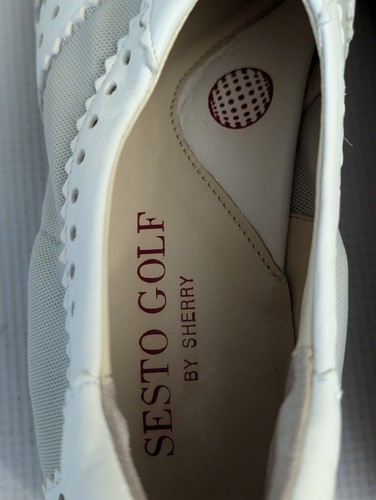 SESTO GOLF By Sherry Women SILVER Leather Slip On Golf Shoes Size 10M Italy - Picture 10 of 12