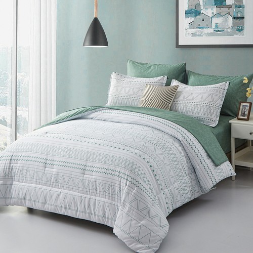 7PCS Striped Duvet Comforter Set Queen Size Fitted Sheet Bedding Pillowcases New - Picture 21 of 56