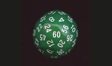 1x D60 35mm Die Green w/White Dnd Rpg