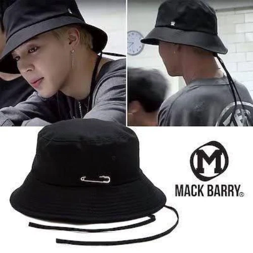 Mack Barry STRAP BUCKET HAT Black cotton Free Size BTS Jimin Jung Kook J-Hop