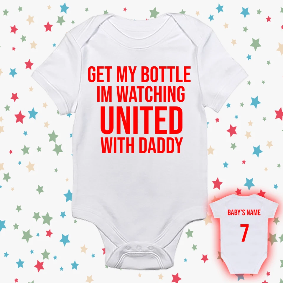Manchester United Get My Bottle Baby Weste Schlafanzug Fußballverein Babyparty