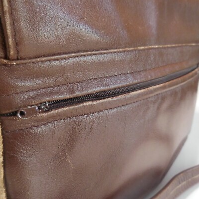 Sac Bandoulière Femme Sabrina En Cuir Marron - Style Art Déco, Fermoir Métal Doré - Vintage