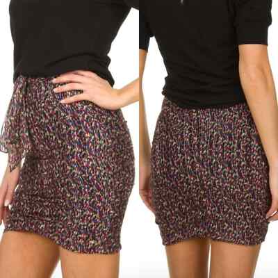 BA&SH Womens Metallic Dina Fitted Mini Skirt WOMENS SIZE S SMALL NWOT