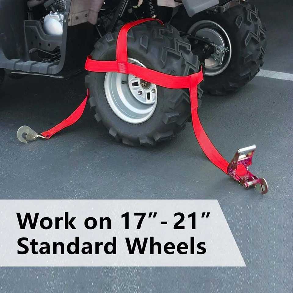 Heavy Duty Car Tire Tow Dolly Straps Basket Strap Wheel Net Flat Hook Adjustable - Image 2 of 4