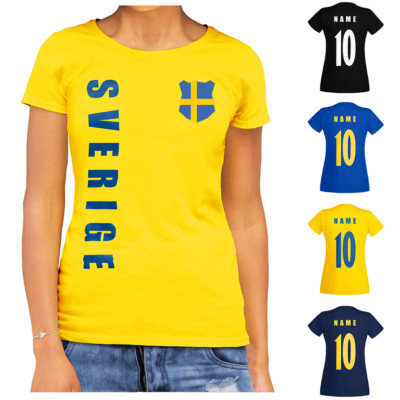 Schweden Sverige WM 2022 Damen T-Shirt Trikot Name Nummer Fussball Team National