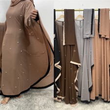 Batwing Sleeve Abaya Muslim Women Maxi Dress Scarf Dubai Kaftan Party Islamic