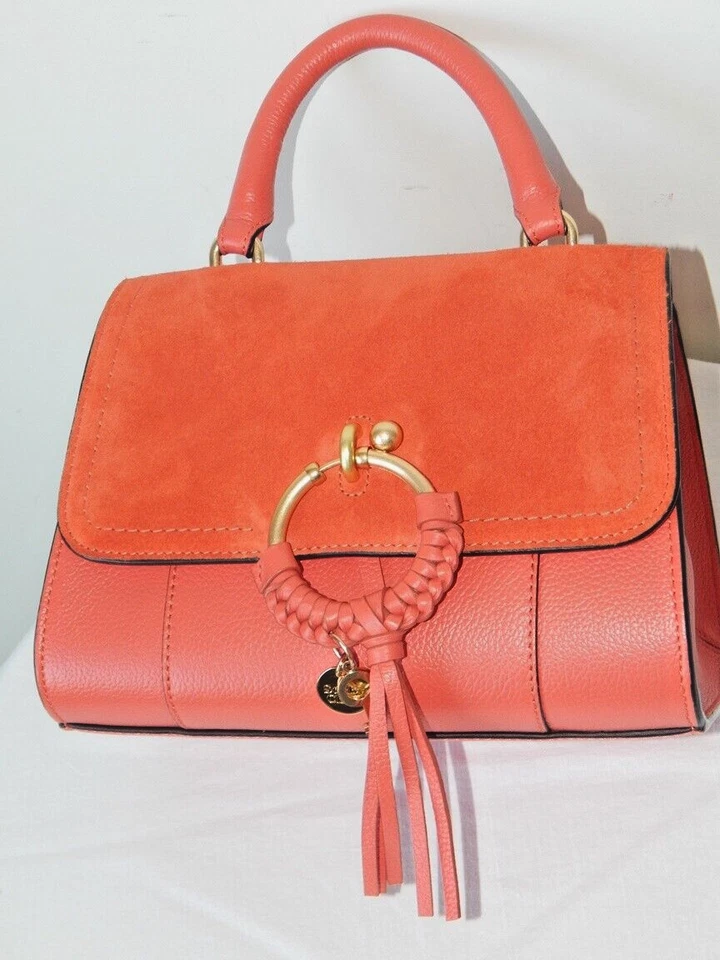 See By Chloe Joan Rust Red Leather Suede Flap Top Handle Shoulder Bag Authentic - Image 4 of 4