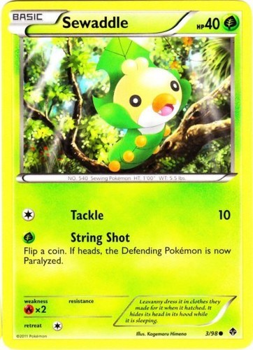 Sewaddle - 3/98 - Common LP, English Pokemon Emerging Powers