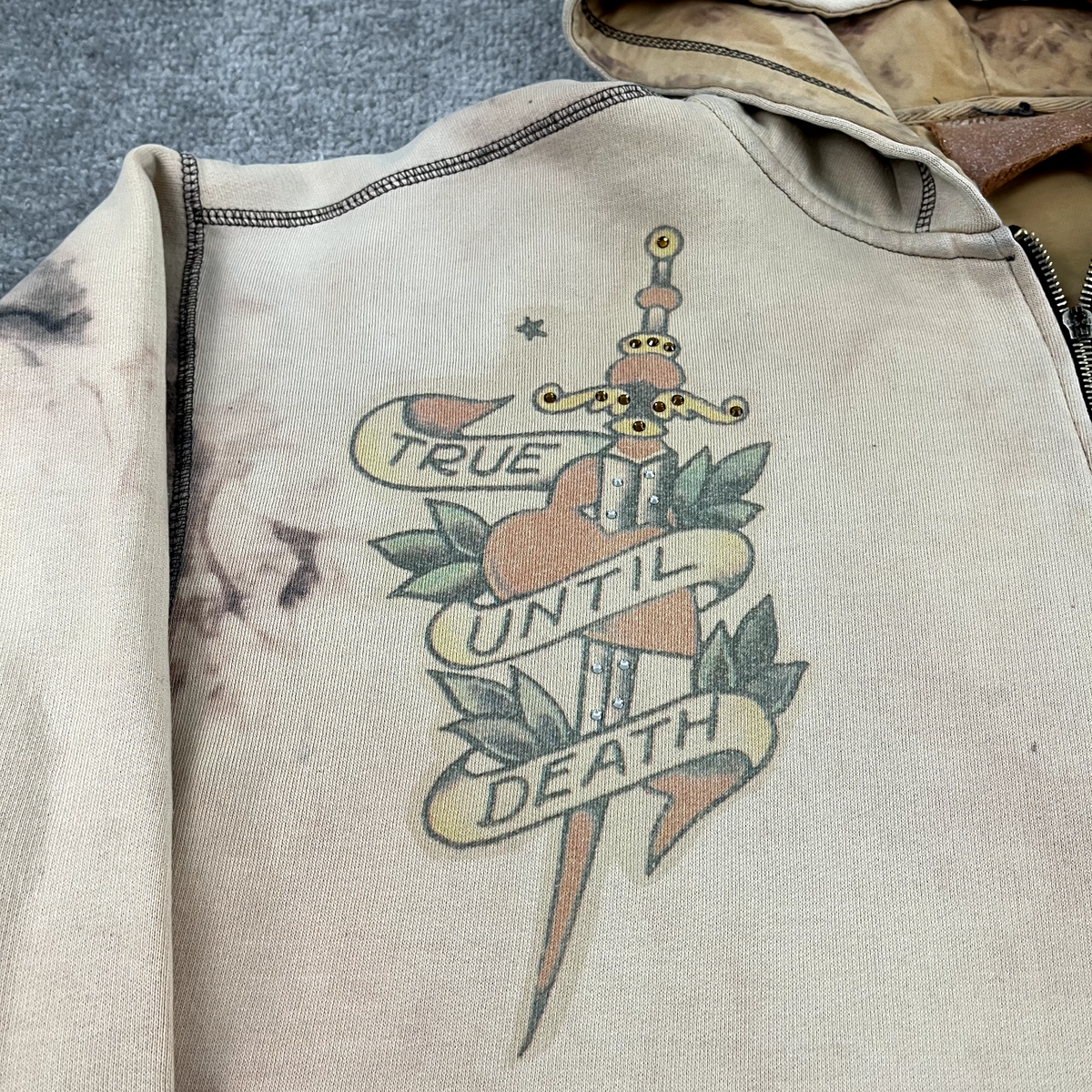 ED HARDY Jacket Mens 2XL Brown Hip Hop Skater Grunge Punk ED HARDY Jacket Mens 2XL Brown Hip Hop Skater Grunge Punk
