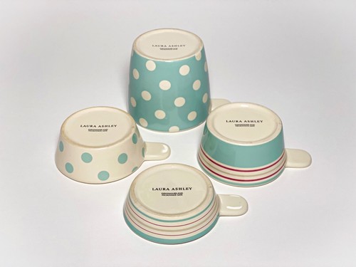 Laura Ashley 4x Ceramic Measuring Cups Stripes Spots Polka Dots 1/2 1/3 1/4 Set - Picture 4 of 23