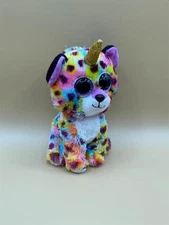 Ty Beanie Boos GISELLE the Unicorn Leopard 6" Beanbag Plush Toy w/ Glitter Eyes