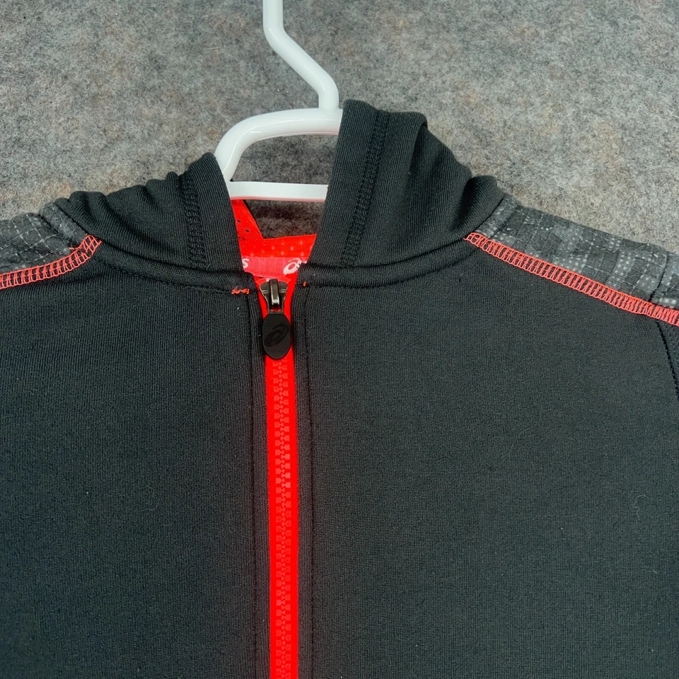 Asics Sudadera Niños Talla 5/6 Gris Rojo Cremallera Completa Sudadera con Capucha Correr Al Aire Libre Foto 2 de 4