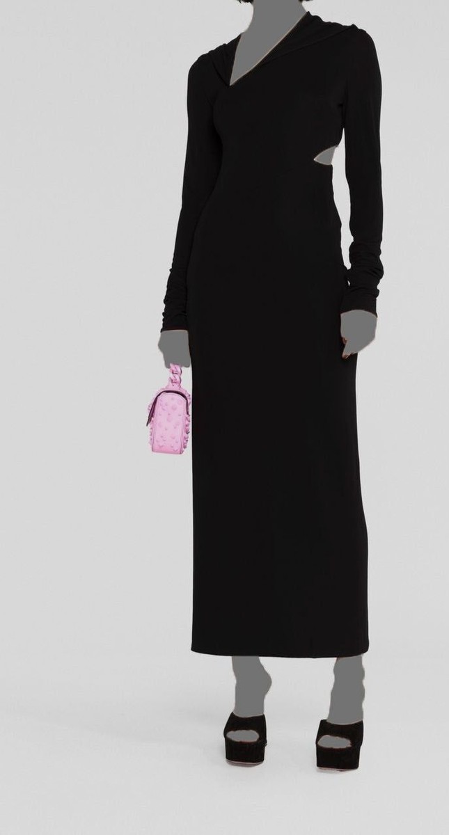 $3475 Versace Women's Black Cut-Out Hooded Maxi Dress Size