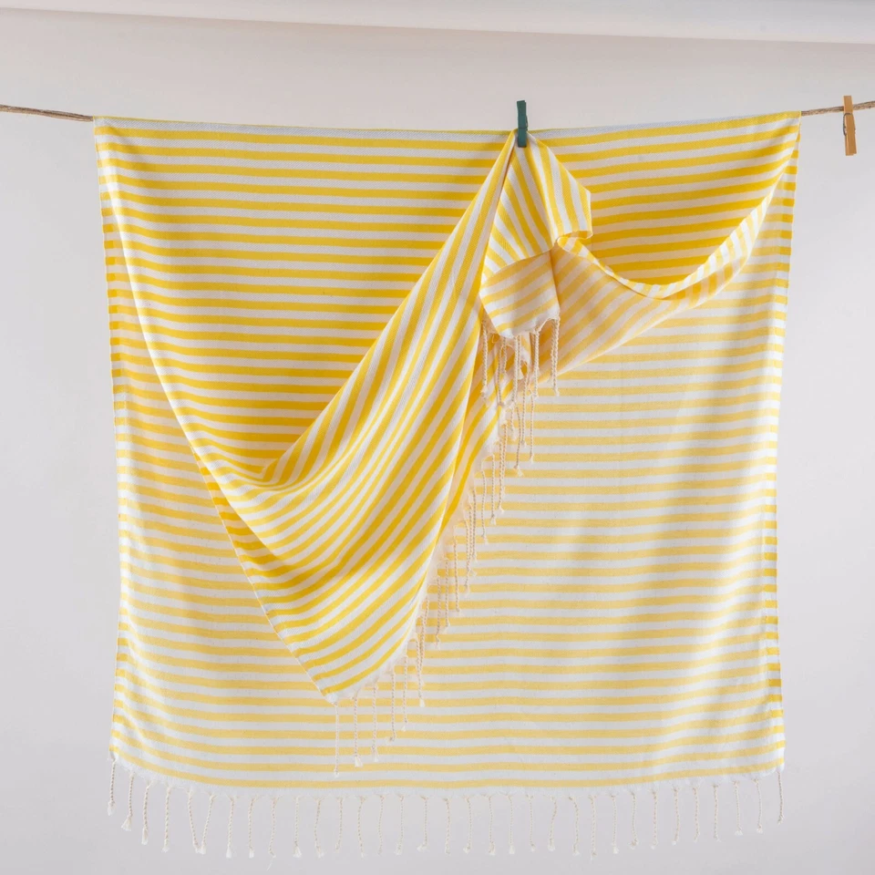 Toalla Peshtemal a Rayas Hencely - Toalla de Playa y Baño Grande 100% Algodón Turco Foto 3 de 4