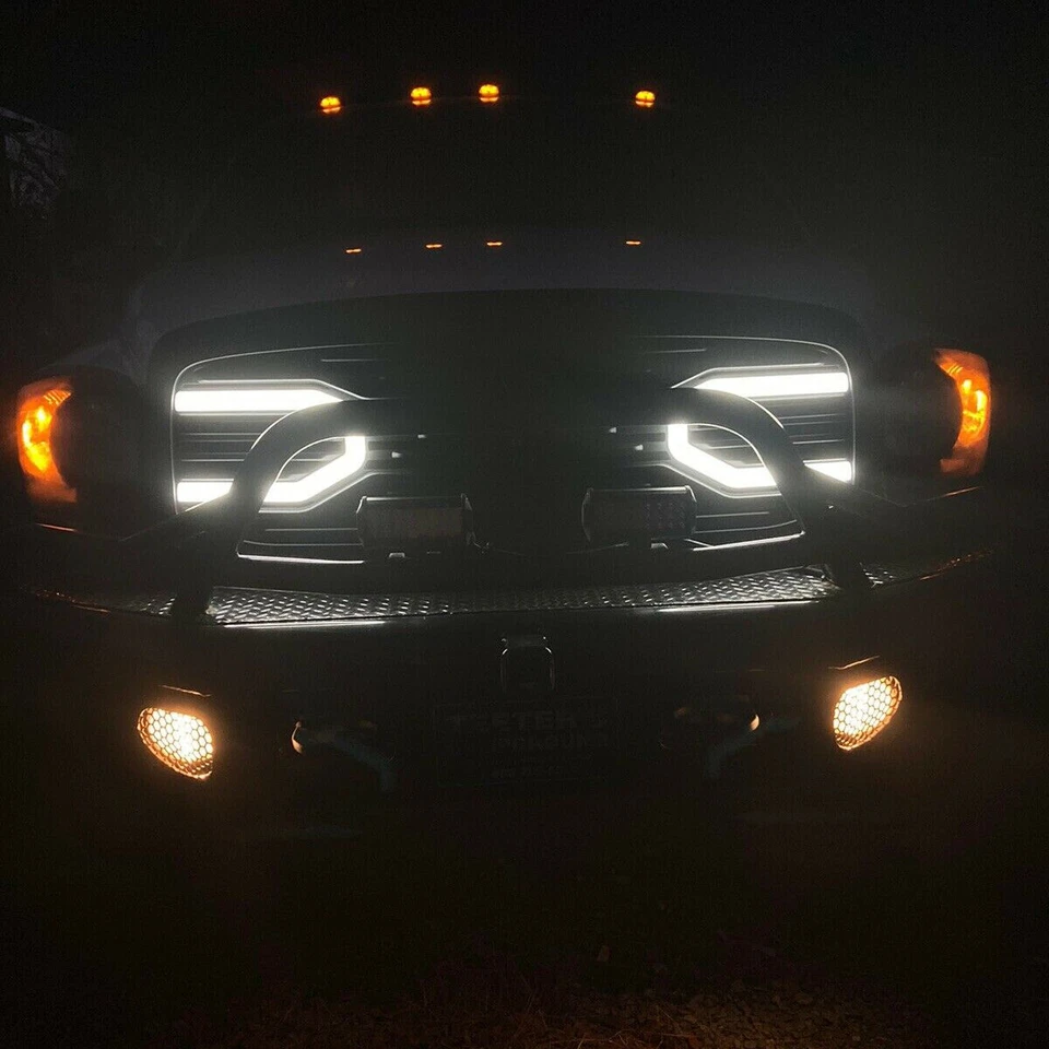 For Dodge RAM 2500 3500 1500 06-09 Front Hood Black Big Horn Grille+Shell+Light Foto 2 de 4
