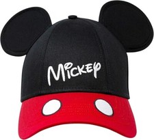 Disney Mickey Mouse Classic Black  Red Ears Snapback Hat Adjustable Unisex Cap