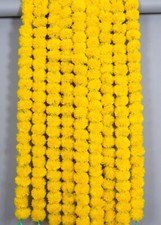 Artificial Marigold Flower Garlands Diwali Indian Wedding Decoration Yellow 5 ft