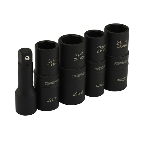 5pc 1/2" Dr. Thin Wall Flip Impact Socket Set For Auto RIMS TIRES LUG