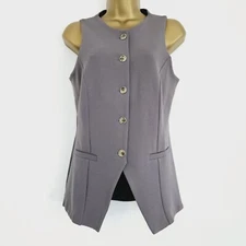 NEW Ex RIVER ISLAND 10-18 Womens Grey Crepe Tailored Fit Smart Waistcoat