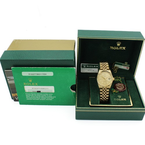 14k Rolex OP Date Ref. 15037 Champagne Sunburst Dial 34mm Full Set #W133086-1