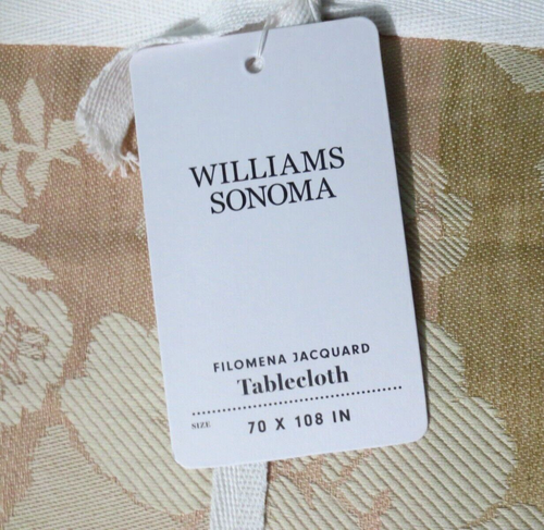 WILLIAMS-SONOMA - New FILOMENA JACQUARD Tablecloth - Beige & Blush - 70" x 108" - Picture 3 of 3