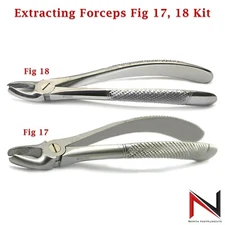 Dental Extracting Forceps Fig 17 & 18 Set of 2 Surgical Tooth Extraction Tools