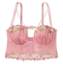 VS strappy embroidered unlined corset bra top NEW xl floral