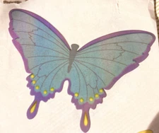 Vintage 1980’s 4” Blue Shiny Pearly Butterfly Sticker Mrs. Grossman’s 