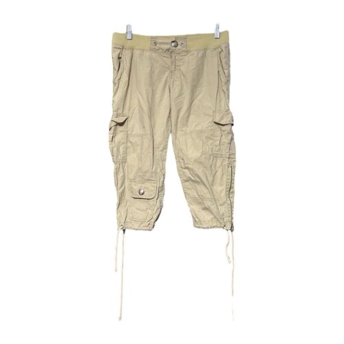 Abercrombie Fitch Womens Tan Y2K Cotton Pockets Stretch Cargo Crop Pants Size 4