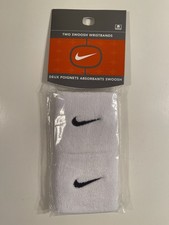 Nike Two Swoosh Wristbands, AC0009 101, White With Black Swoosh Logo