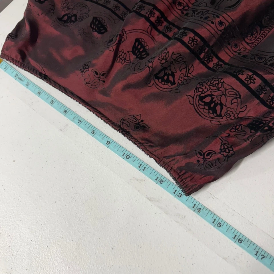 Винтажная Юбка Dressbarn Midi Бархат Выгорание Бордовый Причудливый Практичный Magic S - Изображение 2 из 4